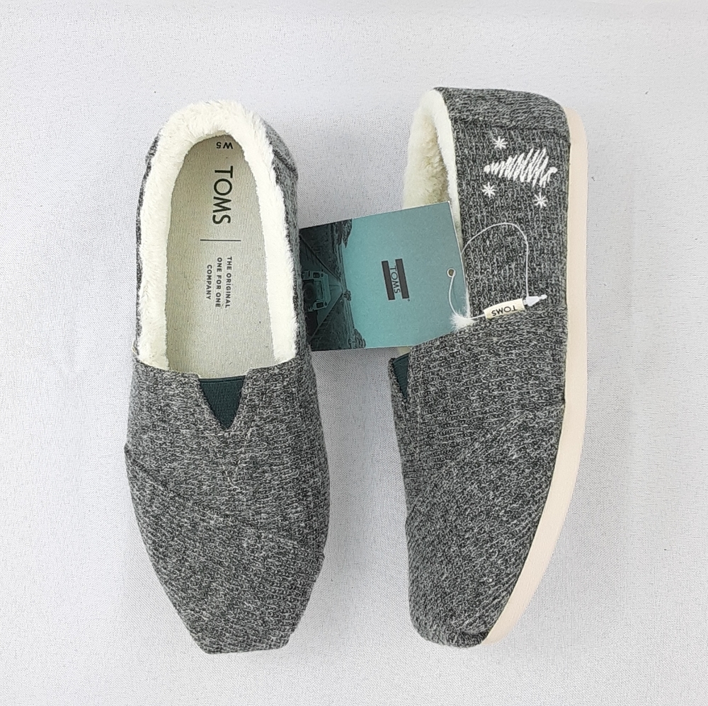 Toms wmn classic green sweater knit slip-on shoes